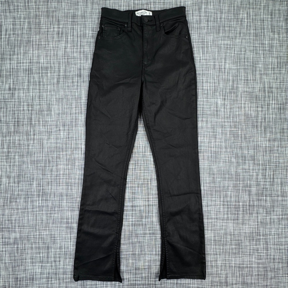 Abercrombie Curve Love Women's 90s Slim Straight Coated Jeans Black Size 25